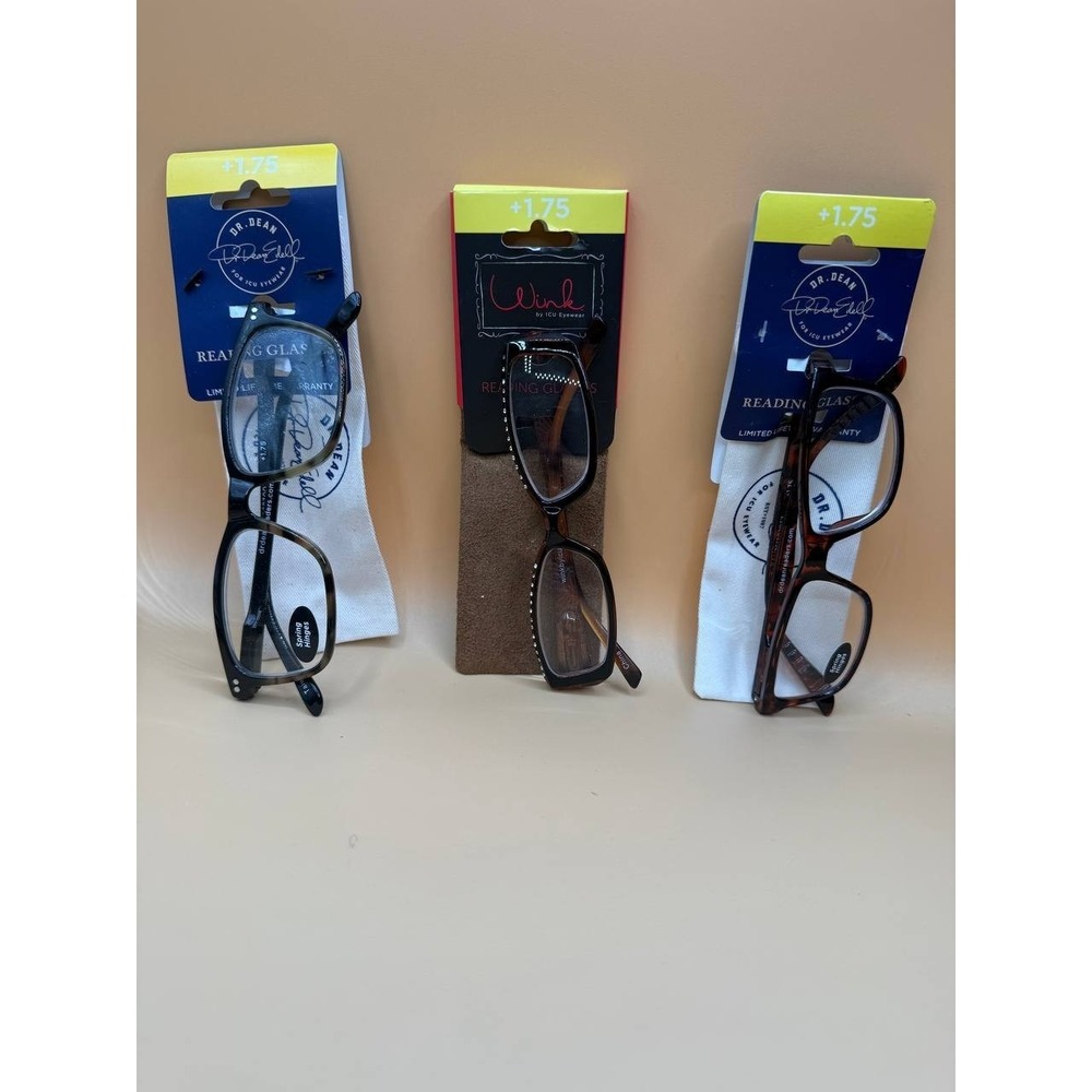 Lot of 3  Dr. Dean ICU Eyewear Reading Glasses Readers Different Frames‎ +1.75